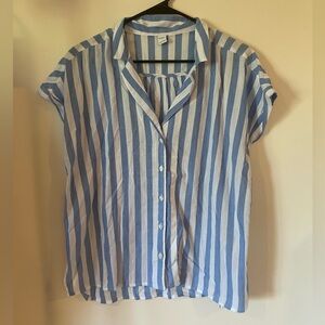 Old Navy Blue and White Striped Button-Down Shirt